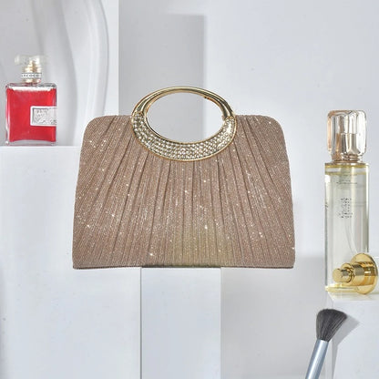 Pleated Shimmer Evening Clutch Bag