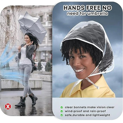 Clear Waterproof Wide-Brim Rain Hat