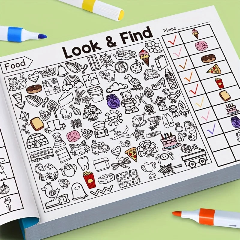 Kids Look & Find Activity Book with Colouring Games