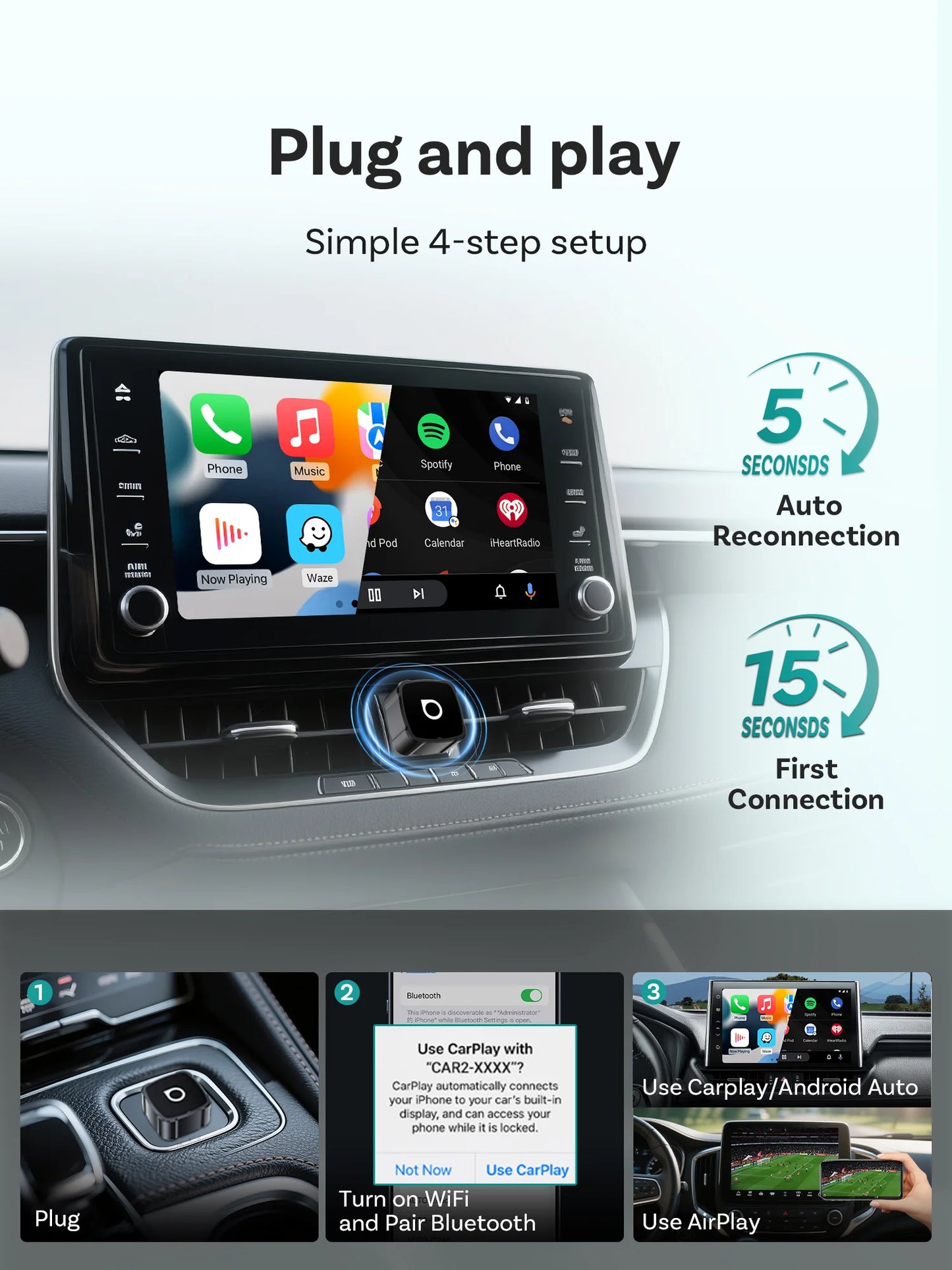 Mini Air 3-in-1 Wireless CarPlay Adapter