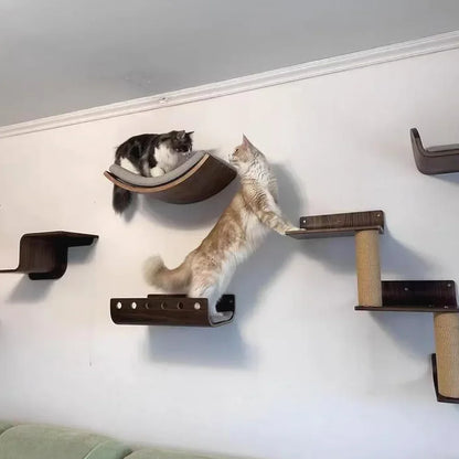 Wooden Wall-Mounted Cat Climbing Shelves & Play Set