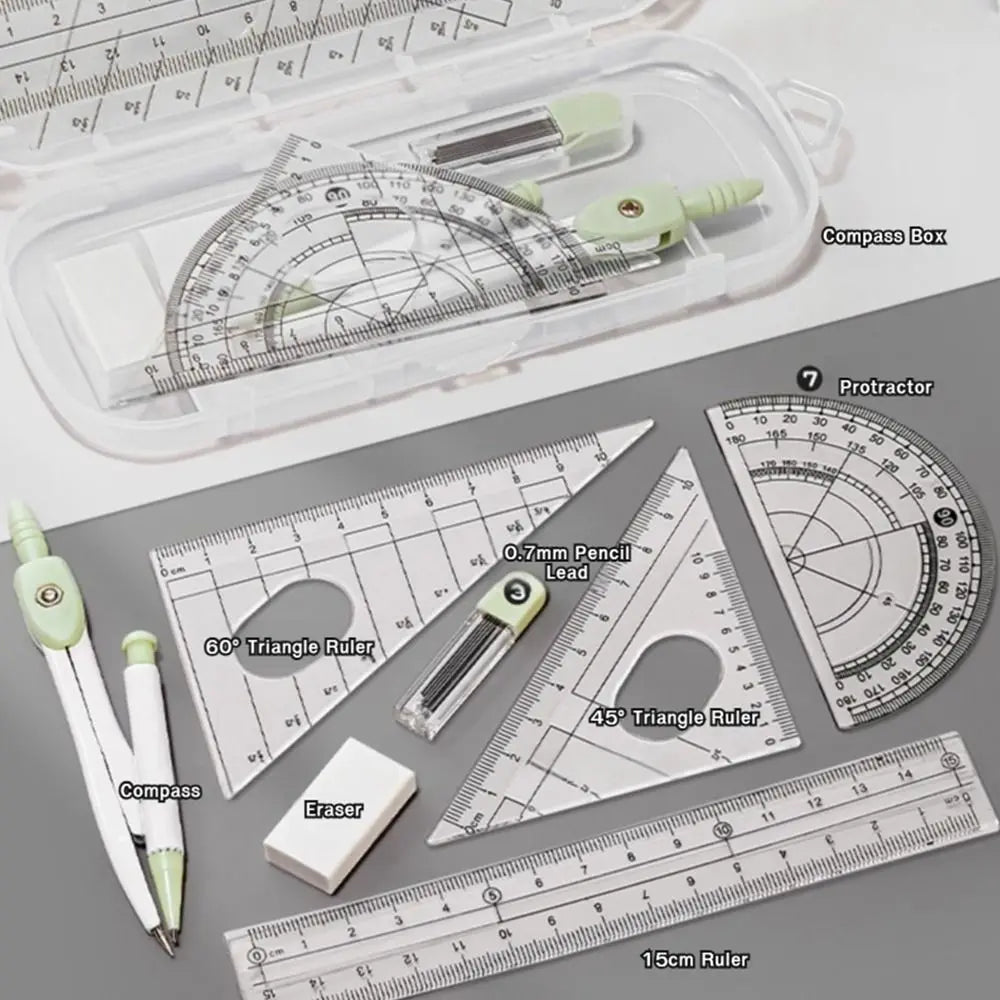 Transparent Geometry Ruler Set