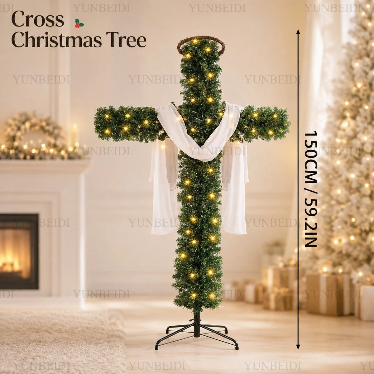 LED Cross-Shaped Christmas Tree