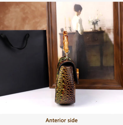 Crocodile Pattern Top Handle Handbag