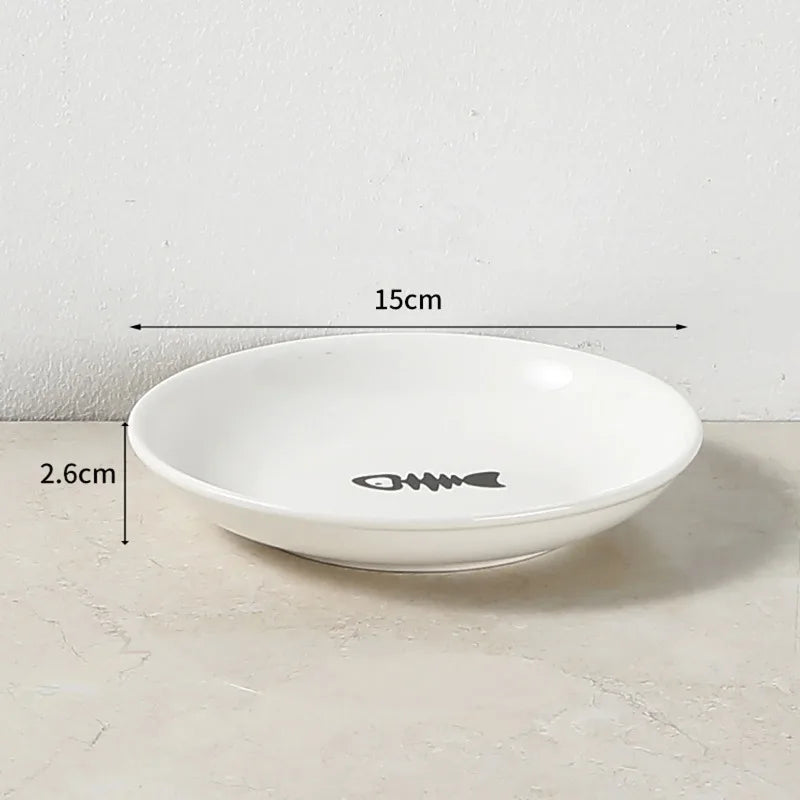Elevated Ceramic Cat Food Bowl with Metal Stand