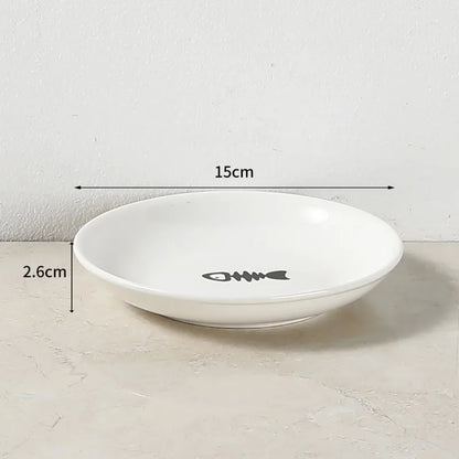 Elevated Ceramic Cat Food Bowl with Metal Stand