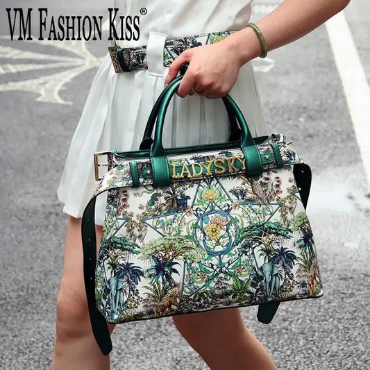 Jungle Print Large Capacity Crossbody Handbag