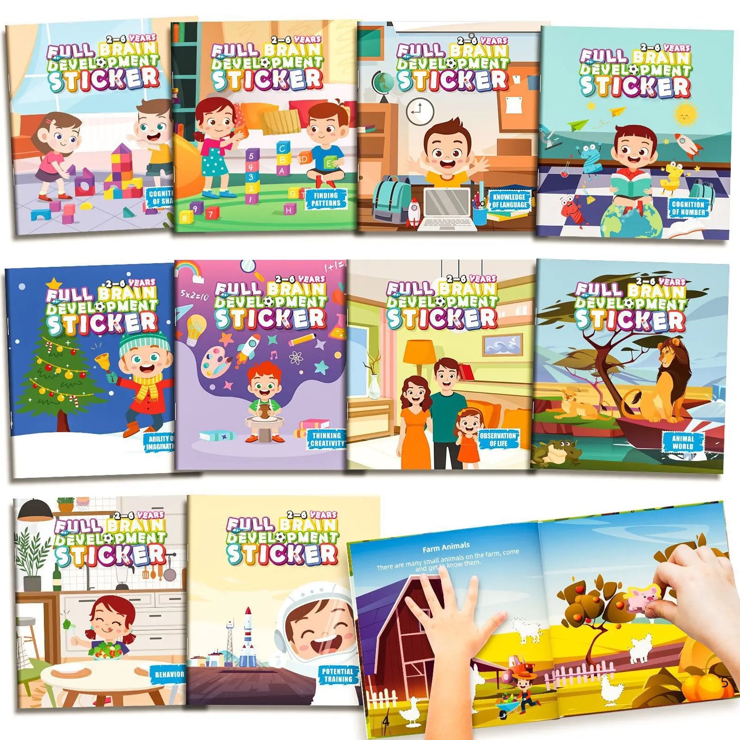 10/20 Volumes Sticker Book for Children Early Education