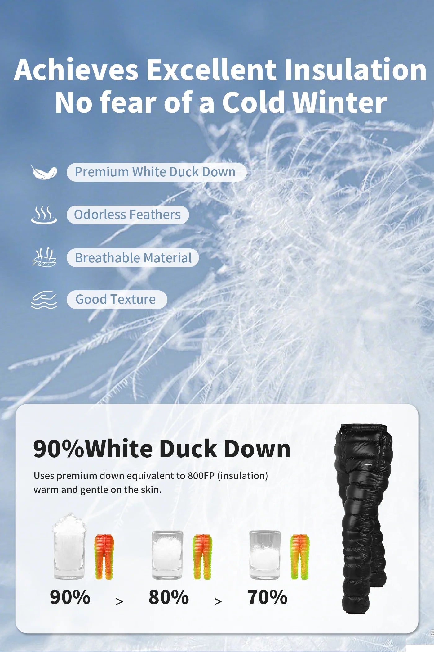 Ultralight Down Pants – 800FP Warm Waterproof Hiking Trousers