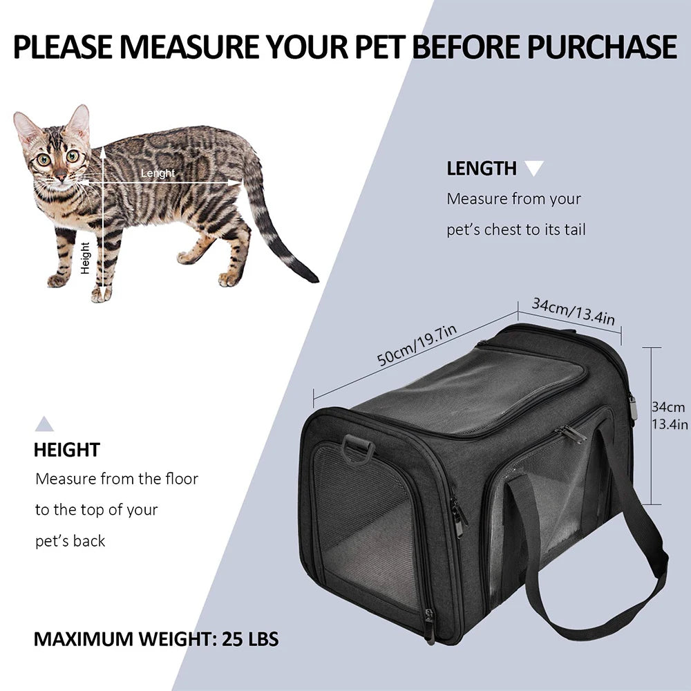 Airline Approved Soft-Sided Pet Carrier Bag for Small Dogs & Cats