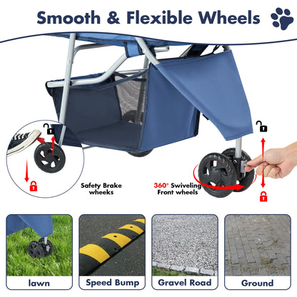 3-Wheel Foldable Pet Stroller for Dogs & Cats