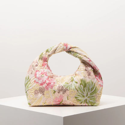 Floral Sequin Half-Moon Evening Bag