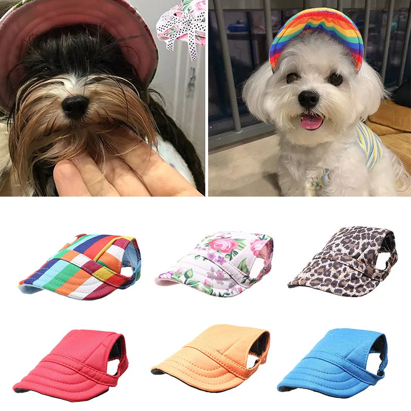Summer Sunscreen Dog Baseball Cap with Ear Holes