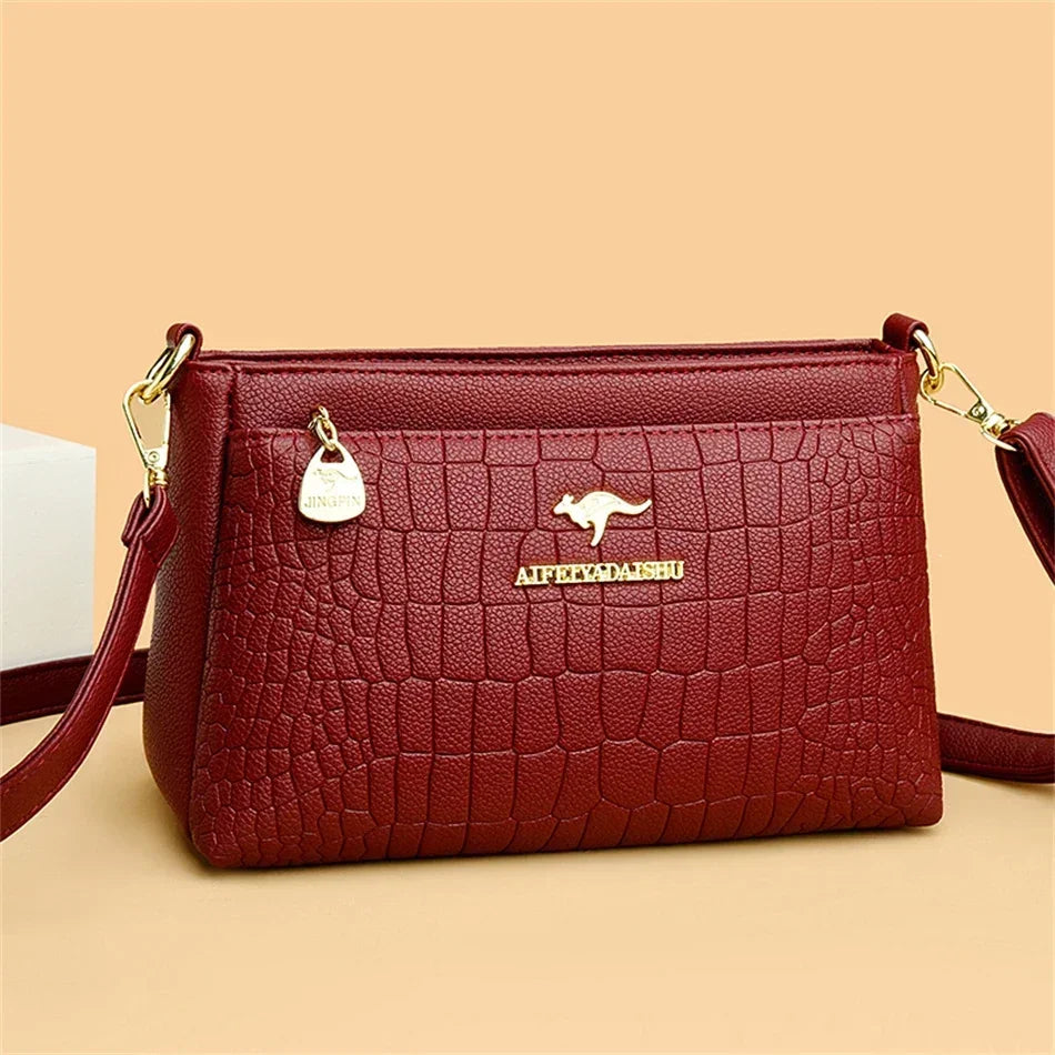 Casual Floral Embossed Leather Crossbody Shoulder Bag