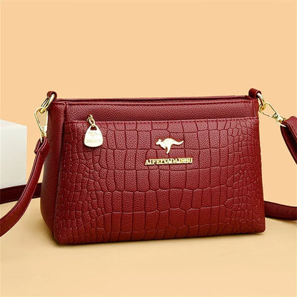 Casual Floral Embossed Leather Crossbody Shoulder Bag
