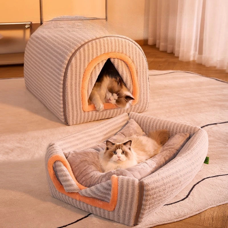 Insulated Enclosed Dog Cave Bed for Autumn & Winter