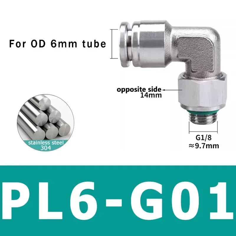 304 Stainless Steel Pneumatic Hose Connector Set