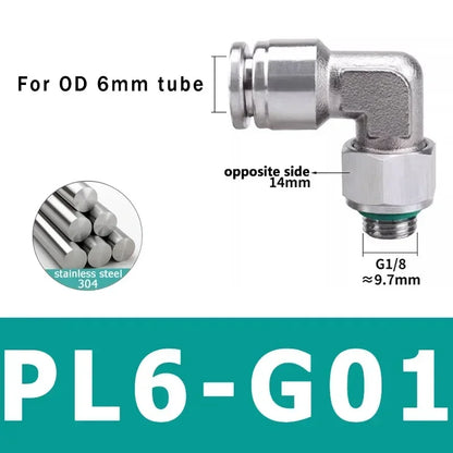 304 Stainless Steel Pneumatic Hose Connector Set