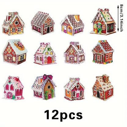 Painted Wooden Christmas House Ornament