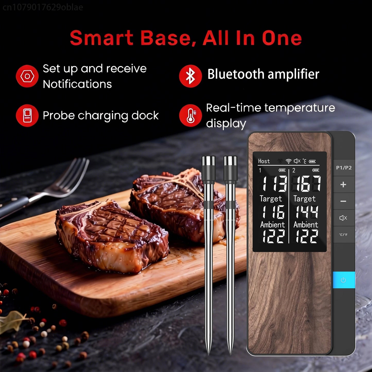 Wireless Bluetooth Meat Thermometer with LED Display
