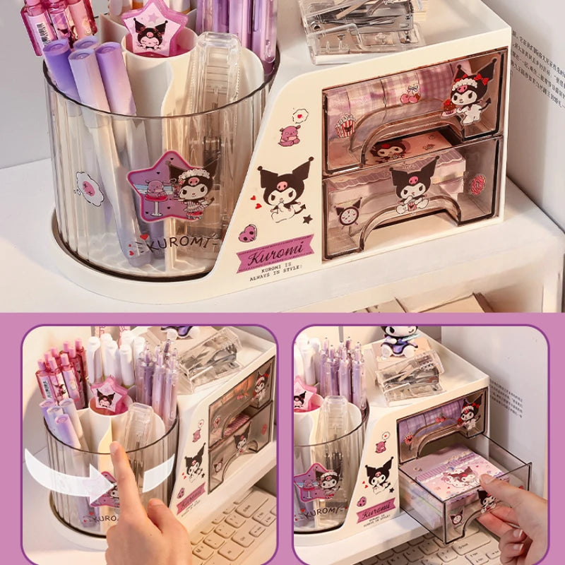 Sanrio Kuromi Rotating Pen Holder Storage Box Organizer