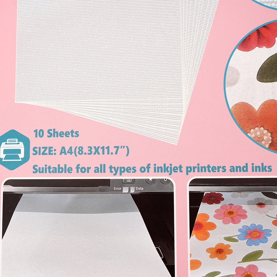 Printable Cotton Canvas Fabric Sheets for Inkjet Printers