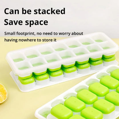 14-Grid Silicone Ice Cube Tray with Lid