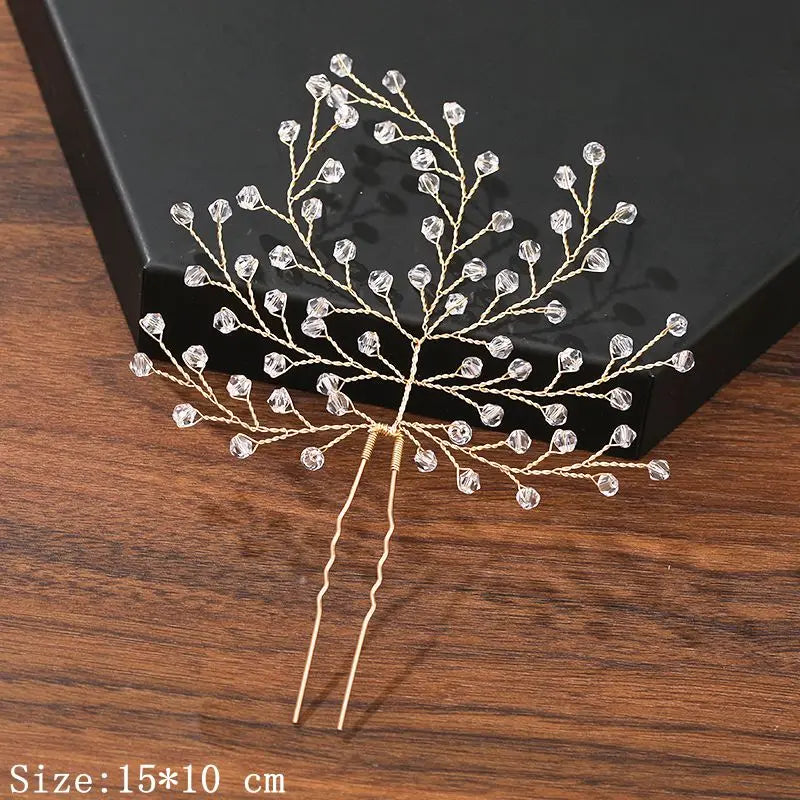 Pearl Rhinestone Flower Hair Pins