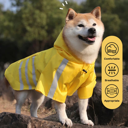 Waterproof Reflective Hooded Dog Raincoat
