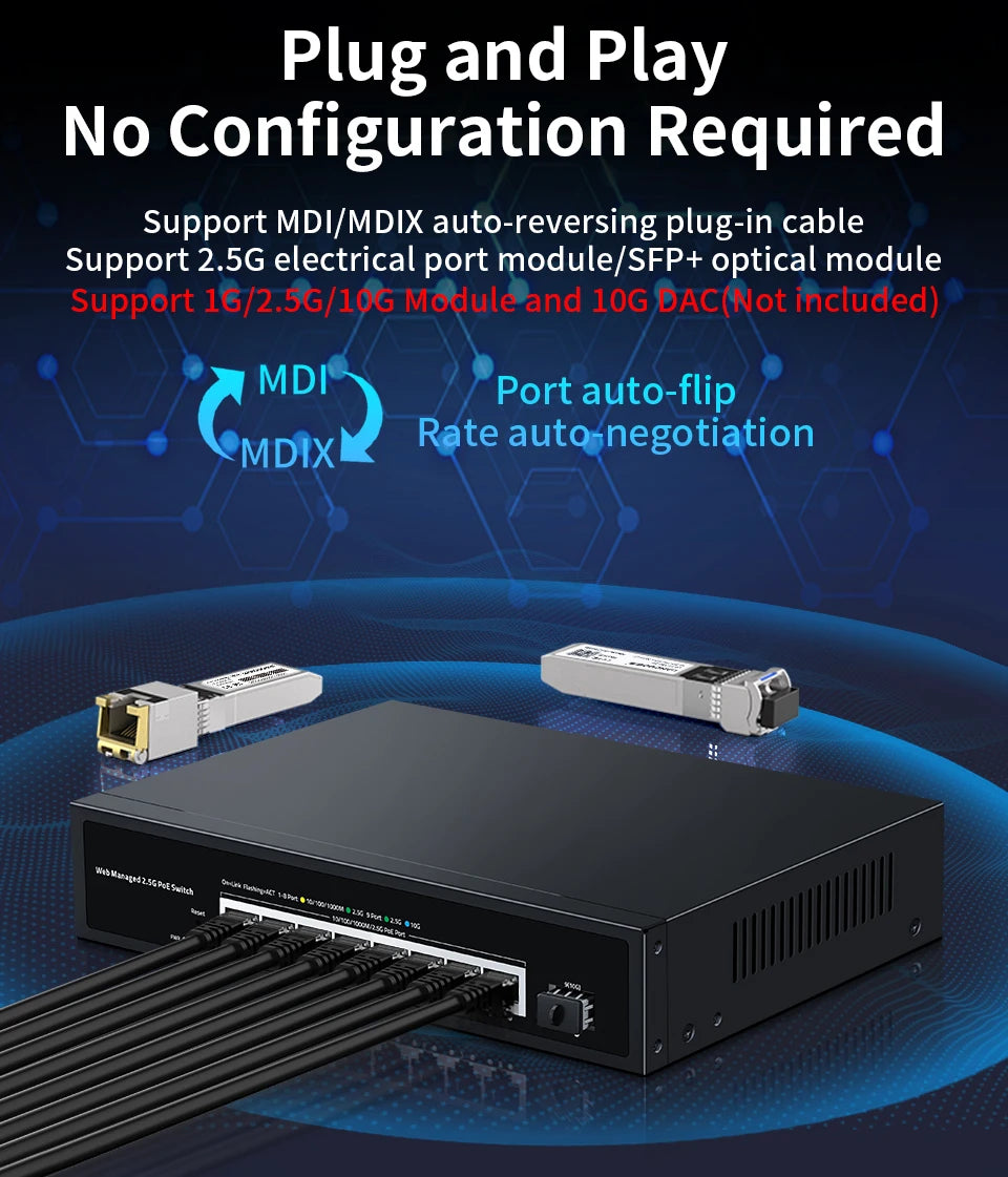 2.5GbE Web Managed PoE Switch with VLAN, QoS & LACP
