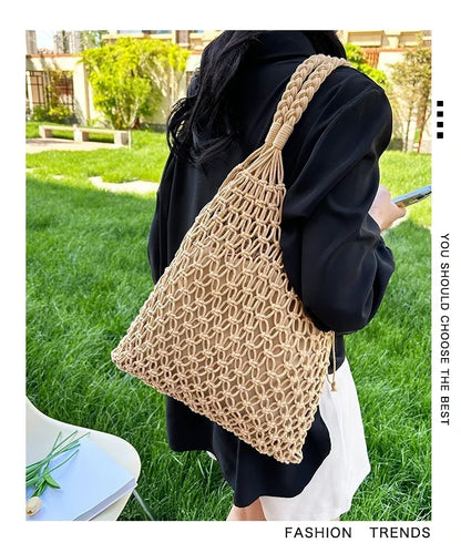 Handwoven Mesh Summer Tote Bag