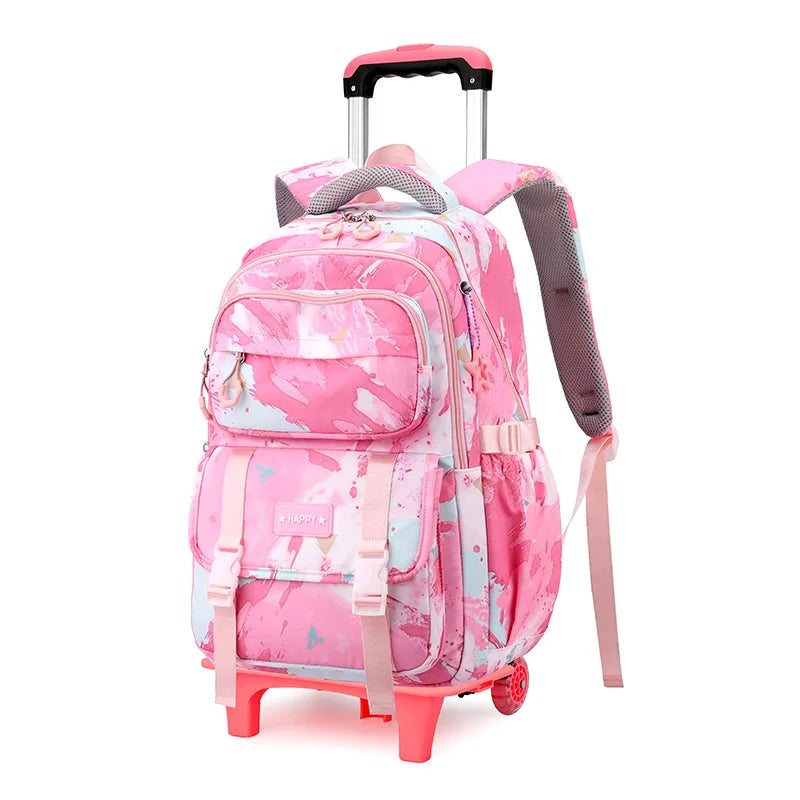 Girls Rolling School Backpack with Wheels