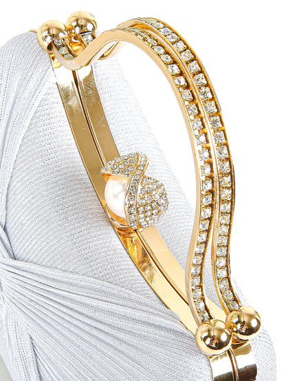 Ruched Glitter Evening Clutch Bag