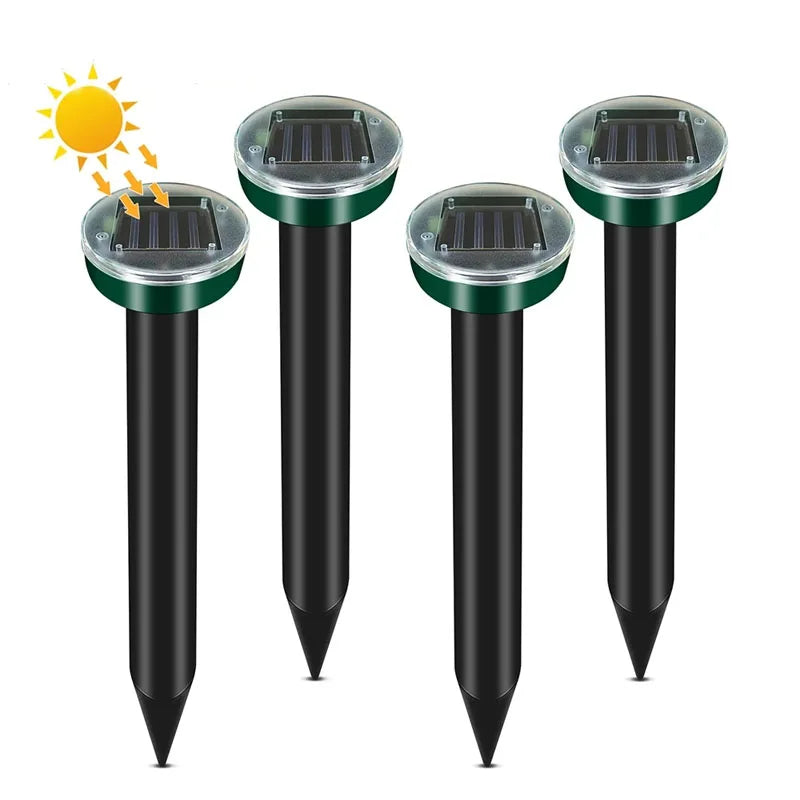Solar-Powered Ultrasonic Mole, Mouse & Snake Deterrent Stakes
