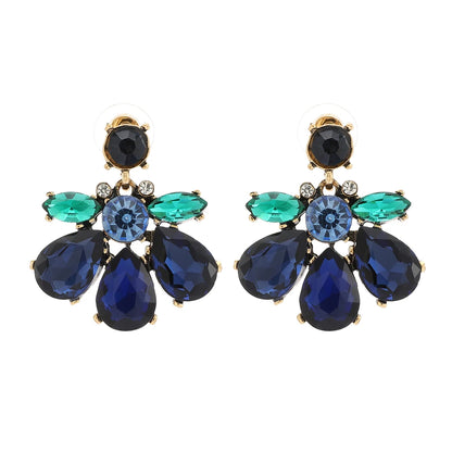 Geometric Flower Rhinestone Decor Drop Earrings