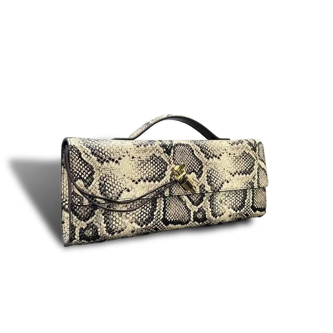 Luxury Snakeskin Top Handle Shoulder Bag