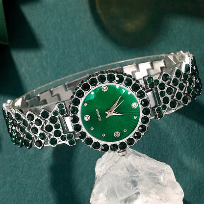 Women’s Heart Rhinestone Watch Jewelry Set