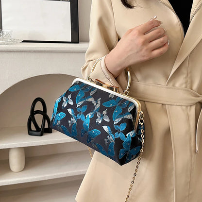 Vintage Embroidered Chain Clutch Handbag