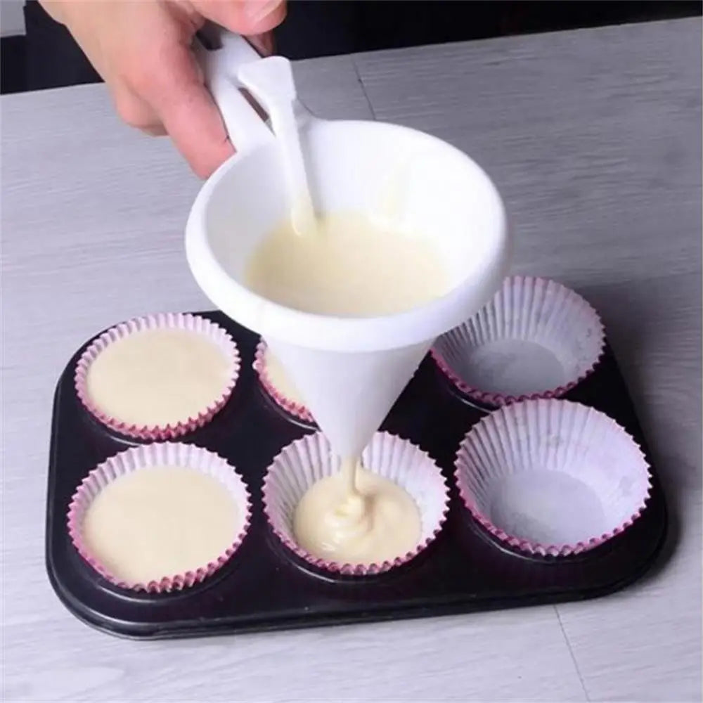 Handheld Batter Dispenser Funnel with Flow Control for Baking & Dessert Decorating