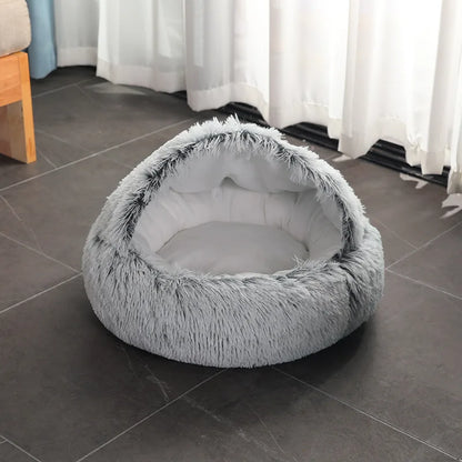 Semi-Enclosed Plush Cat & Dog Bed