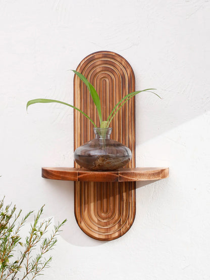Geometric Natural Wood Wall Mounted Display Shelf