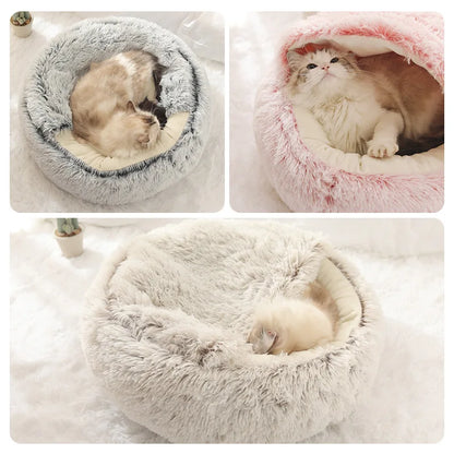Semi-Enclosed Plush Cat & Dog Bed