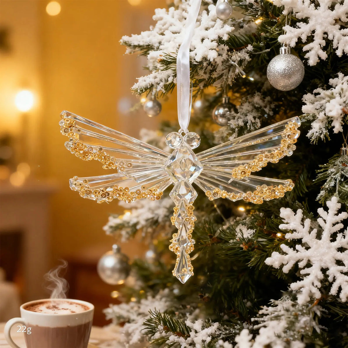 Clear Acrylic Snowflake & Icicle Christmas Ornament