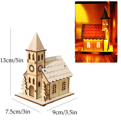 LED Wooden Christmas House Ornament