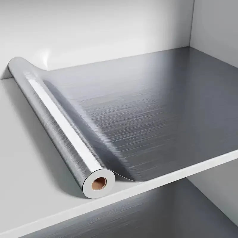 Silver Brushed Stainless Steel Self-Adhesive Wallpaper