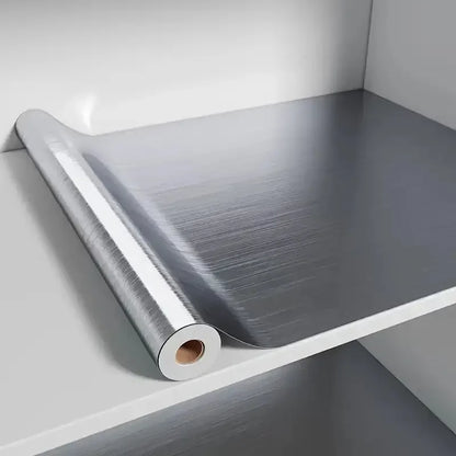 Silver Brushed Stainless Steel Self-Adhesive Wallpaper
