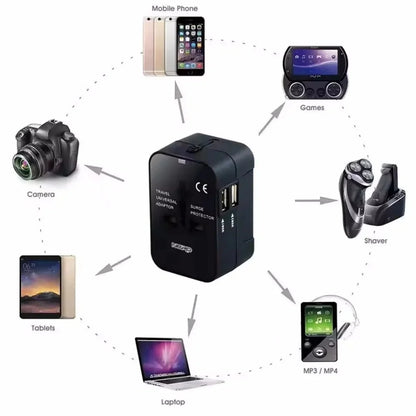 Universal International Travel Adapter with USB & USB-C