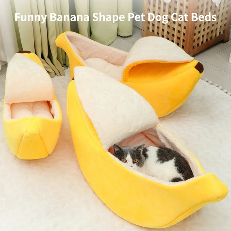 Funny Banana Pet Bed House for Cats & Small Dogs
