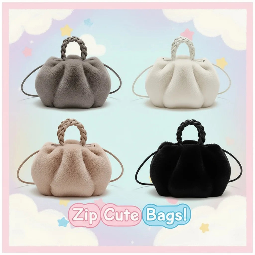 Women Plush Pleated Cloud Bag