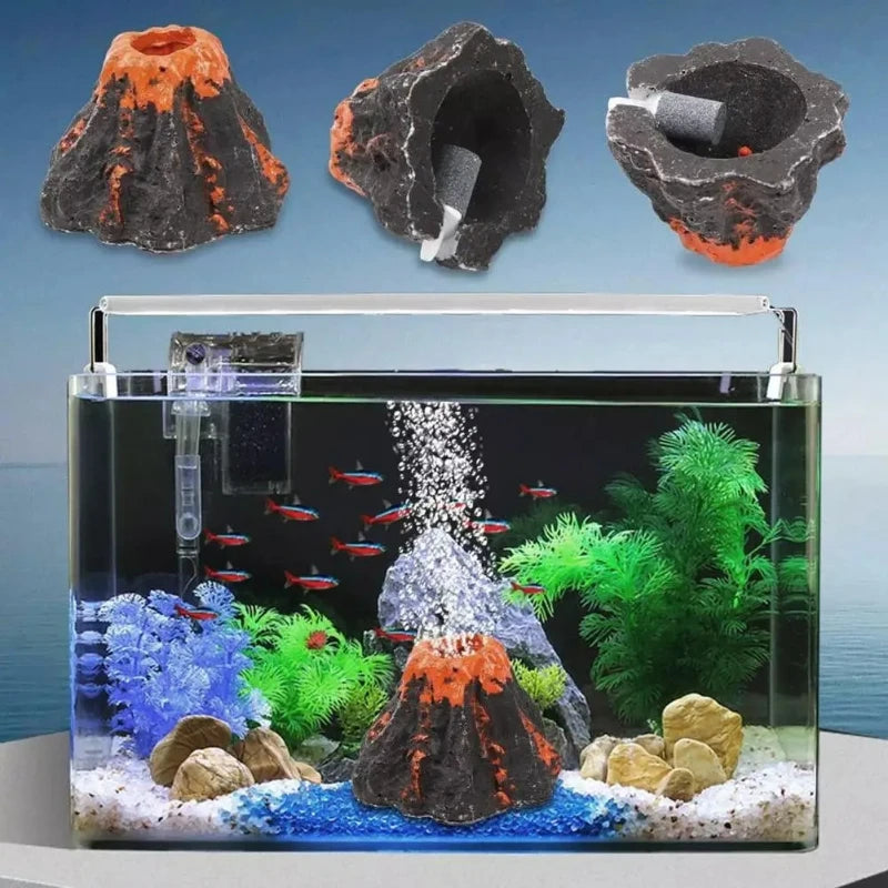 Aquarium Volcano Bubble Stone Ornament